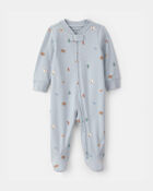 Baby Western 100% Cotton 2-Way Zip Sleeper - Blue, image 1 of 4 slides