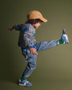 Toddler Denim Cargo Joggers in Avenue Wash - Blue, image 1 of 7 slides