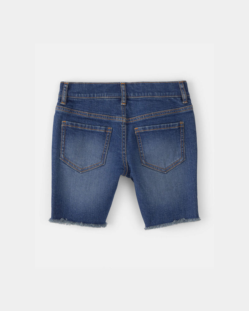 Girls Frayed Denim Skimmer Shorts - Dark Wash, image 2 of 4 slides