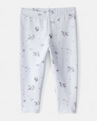 Baby Girl Printed Cotton Pull-On Stretch Leggings - Blue, image 1 of 4 slides