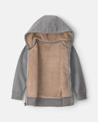 Boys Fleece Zip-Up Hoodie - Grey, image 2 of 4 slides