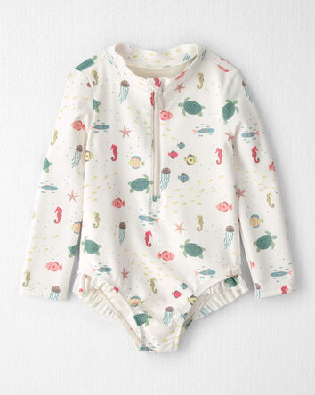 Toddler Girl Recycled Rashguard Swimsuit in Under the Sea, 