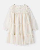 Toddler Girl Cream Holiday Dress, image 1 of 5 slides