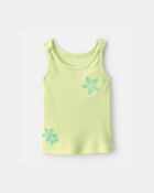 Baby Girl Starfish Ribbed Tank Top - Green, image 1 of 3 slides