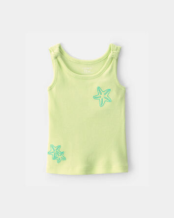 Baby Girl Starfish Ribbed Tank Top - Green, 