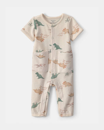 B&eacute;b&eacute; gar&ccedil;on - Combinaison &agrave; motif dinosaures - Cr&egrave;me, 