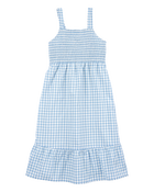 Kid Gingham Sleeveless Dress - Blue, image 1 of 4 slides