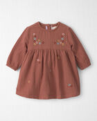 B&eacute;b&eacute; fille - Robe brod&eacute; en gaze de coton biologique, image 1 sur 5 diapositives