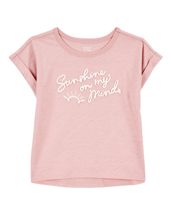 Kid Positive Messaging Short-Sleeve Fashion Top - Pink, 