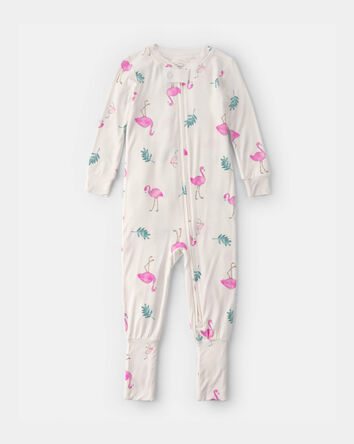 Baby Girl Flamingo PurelySoft Snug Fit 1-Piece Pyjama - Ivory, 