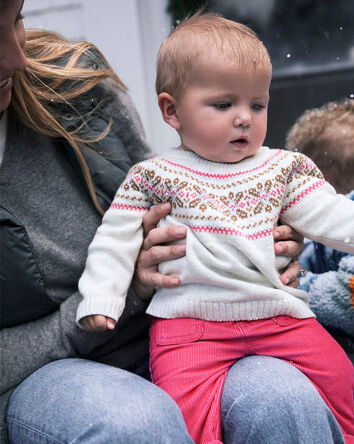 Baby Girl 2-Piece Fair Isle Sweater & Pant Set - Pink, 