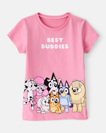 Tout-petit fille - T-shirt &agrave; manches courtes imprim&eacute; Bluey et ses amis - Rose, 