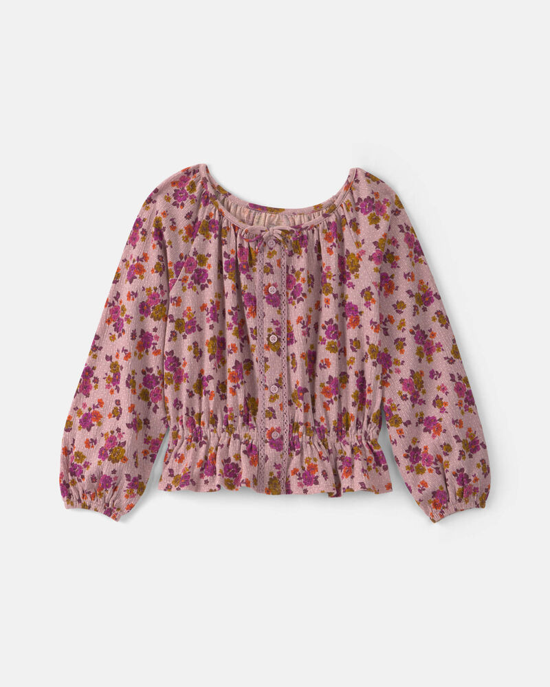 Filles - Haut manches longues &agrave; motif floral &ndash; Rose, image 1 sur 2 diapositives