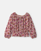 Filles - Haut manches longues &agrave; motif floral &ndash; Rose, image 1 sur 2 diapositives