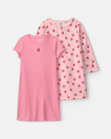 Girls 2-Pack Apple Night Gown - Pink, 