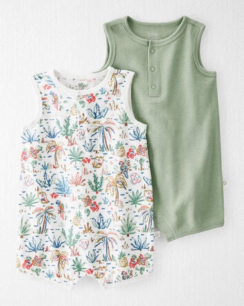 Baby 2-Pack Organic Cotton Rompers, 