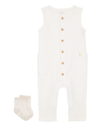 Baby 2-Piece Jumpsuit & Sock Set, 