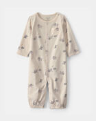 Baby Elephant 100% Cotton Sleeper Gown - Cream, image 1 of 3 slides