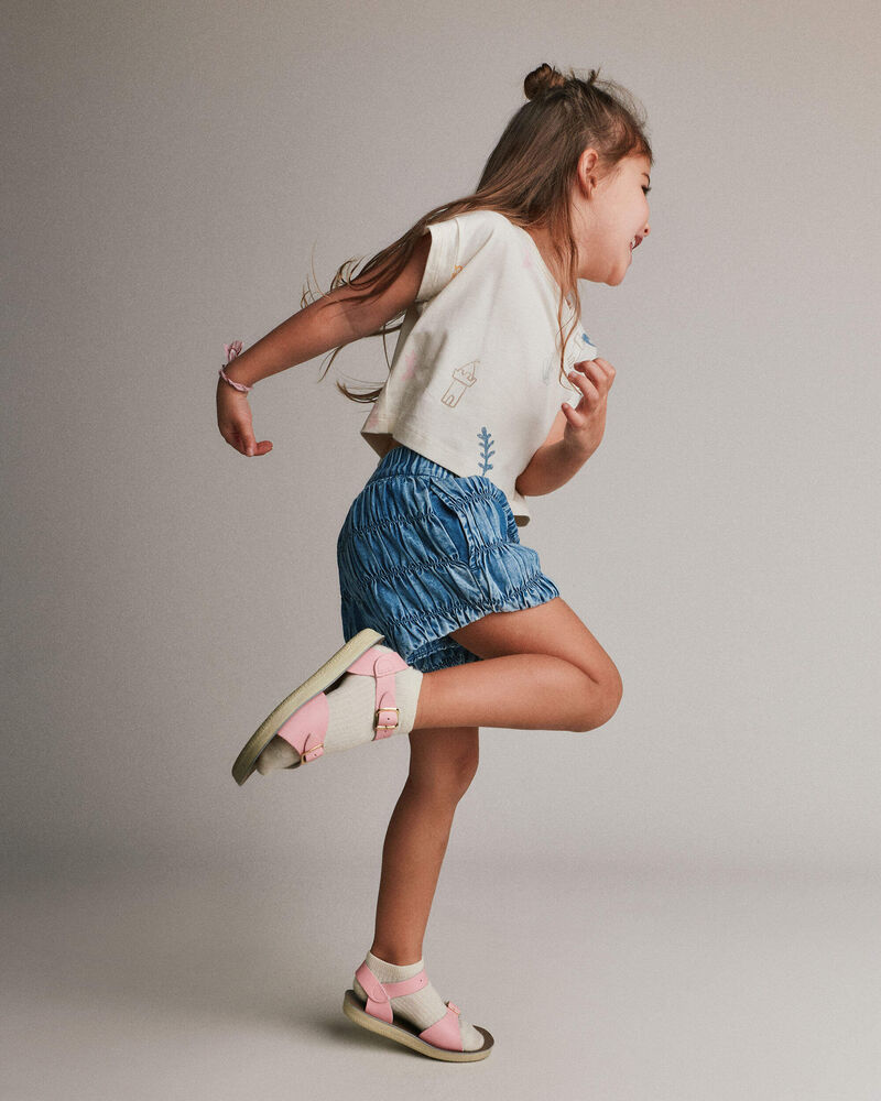 Toddler Girl Ruched Shorts in Chambray, image 4 of 7 slides