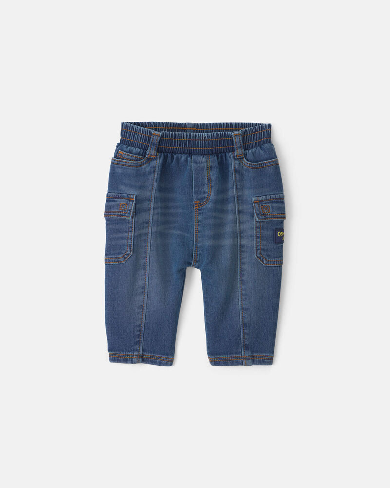 Baby Boy Denim Cargo Jeans - Medium Wash, image 5 of 7 slides