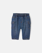 Baby Boy Denim Cargo Jeans - Medium Wash, image 5 of 7 slides
