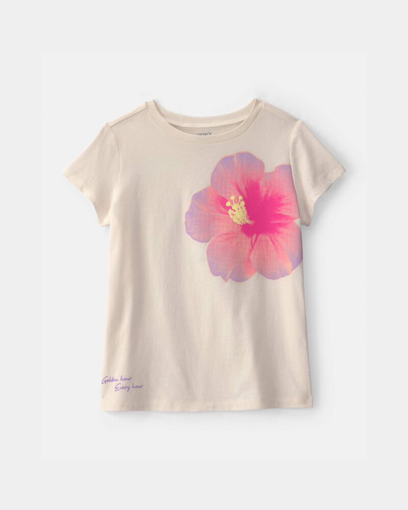 Girls Tropical Flower Graphic Tee - Ivory, image 1 of 3 slides
