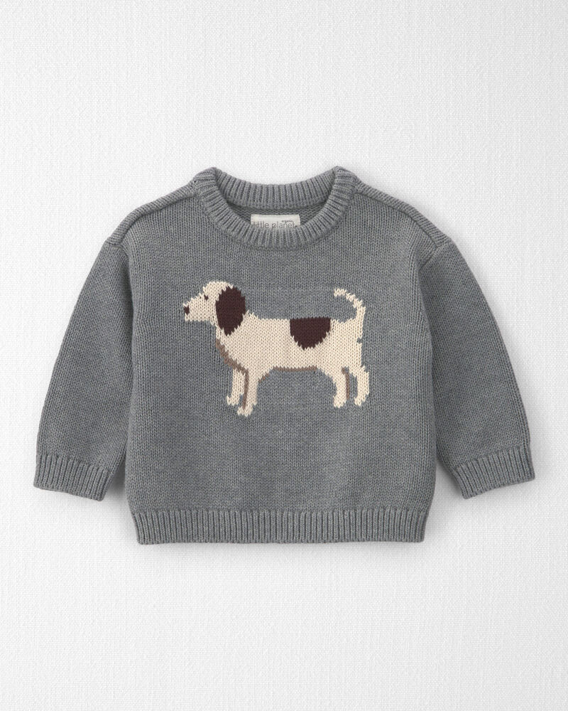 Baby Organic Cotton Dog Sweater Knit Pullover, image 1 of 4 slides