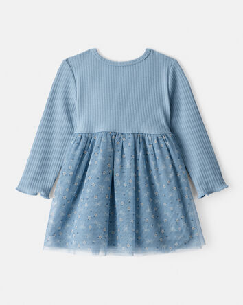 Bébé fille - Robe fleurie à manches longues - Bleu, 