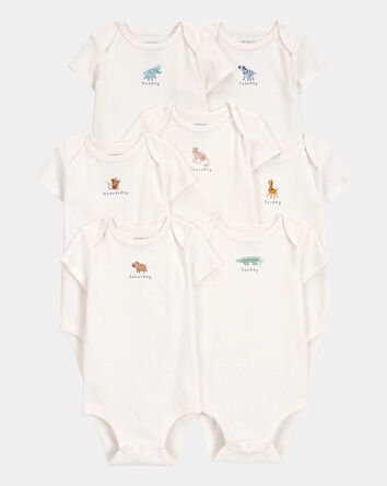 Baby 7-Pack Days Of The Week Short-Sleeve Cotton Bodysuits, 