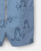 Toddler Boy Romper with Otter Pockets in Fishing Tiger Print - Slate, image 6 of 6 slides
