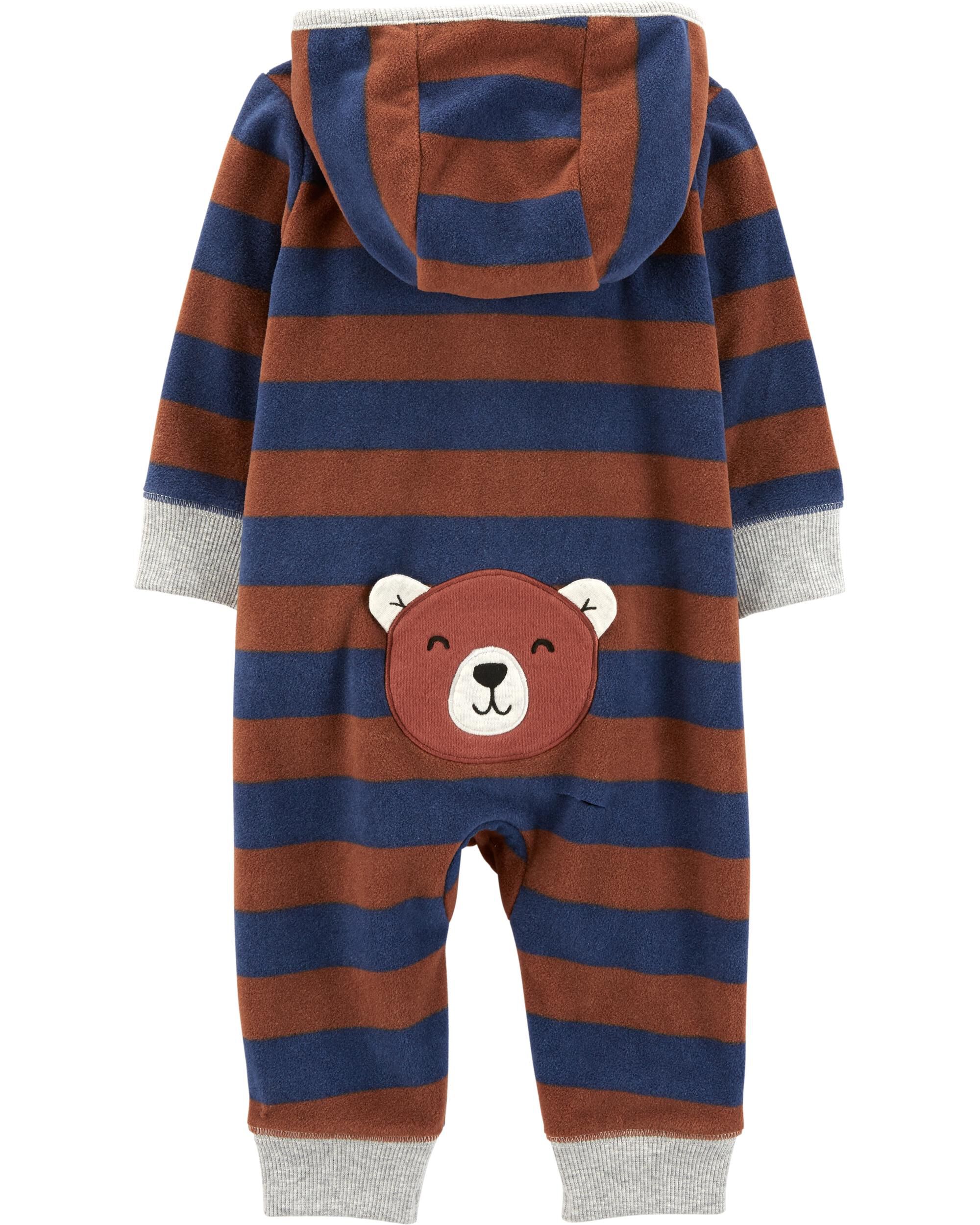 bear hooded fleece jumpsuit