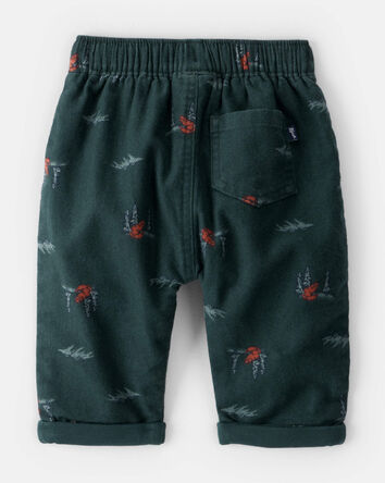 Baby Boy Woodland Fox Print Drawstring Pants - Green, 
