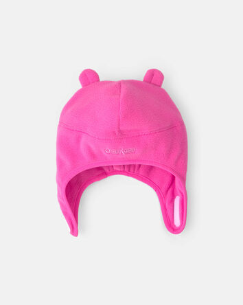 Baby Girl Fleece Hat With Chinstrap- Pink, 