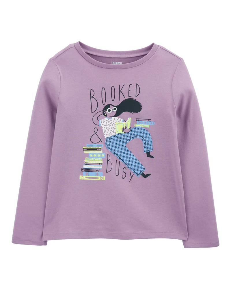 Kid Booked & Busy Long-Sleeve Shirt - Purple, image 1 of 3 slides