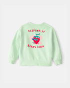 Toddler Girl Strawberry French Terry Pullover Sweatshirt - Green, image 3 of 8 slides