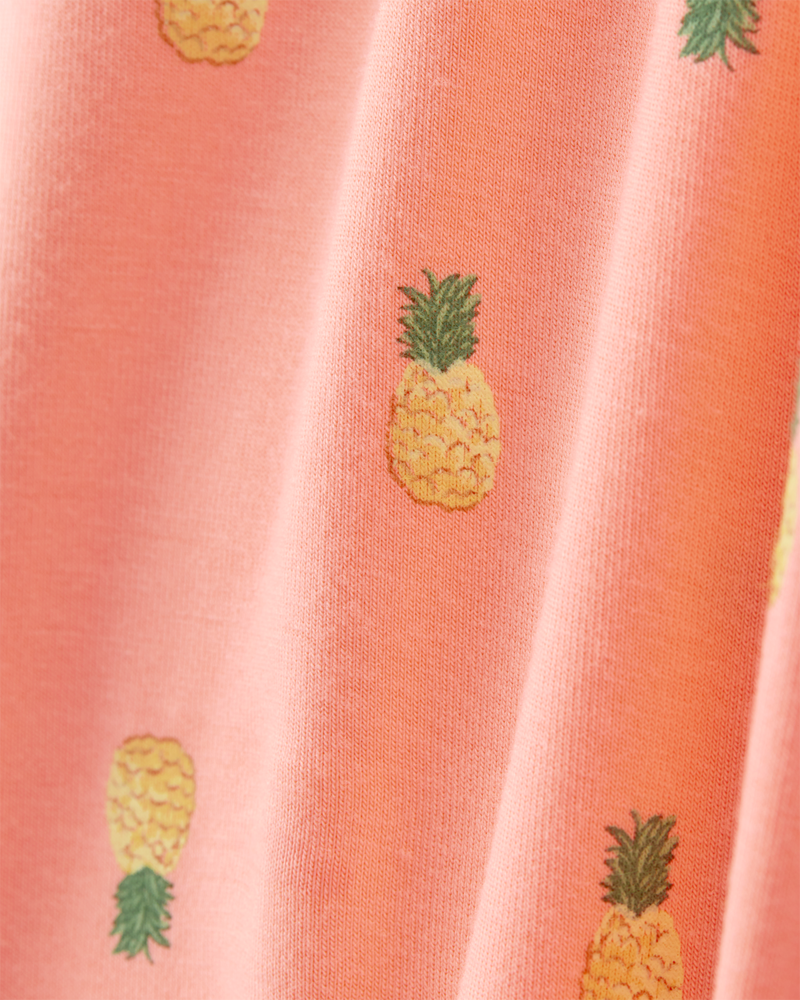 Baby Girl Pineapple Print 2-Way Zip PurelySoft Convertible Foot Sleeper Pyjamas - Coral, image 5 of 7 slides