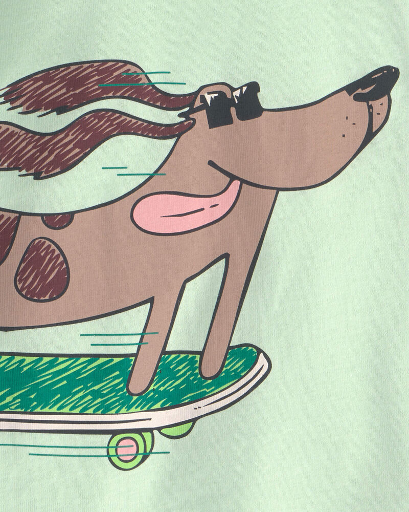 Baby Boy Skateboard Dog Cotton Short-Sleeve Snug Fit 4-Piece pyjama Set - Green, image 3 of 5 slides