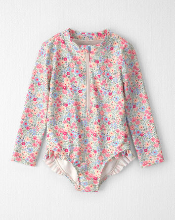 Toddler Girl Recycled Rashguard Swimsuit in Meadow Mix Print, 