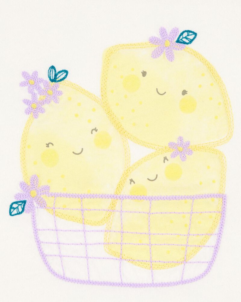 Toddler Short-Sleeve Lemon Fashion Top - Ivory, image 2 of 3 slides