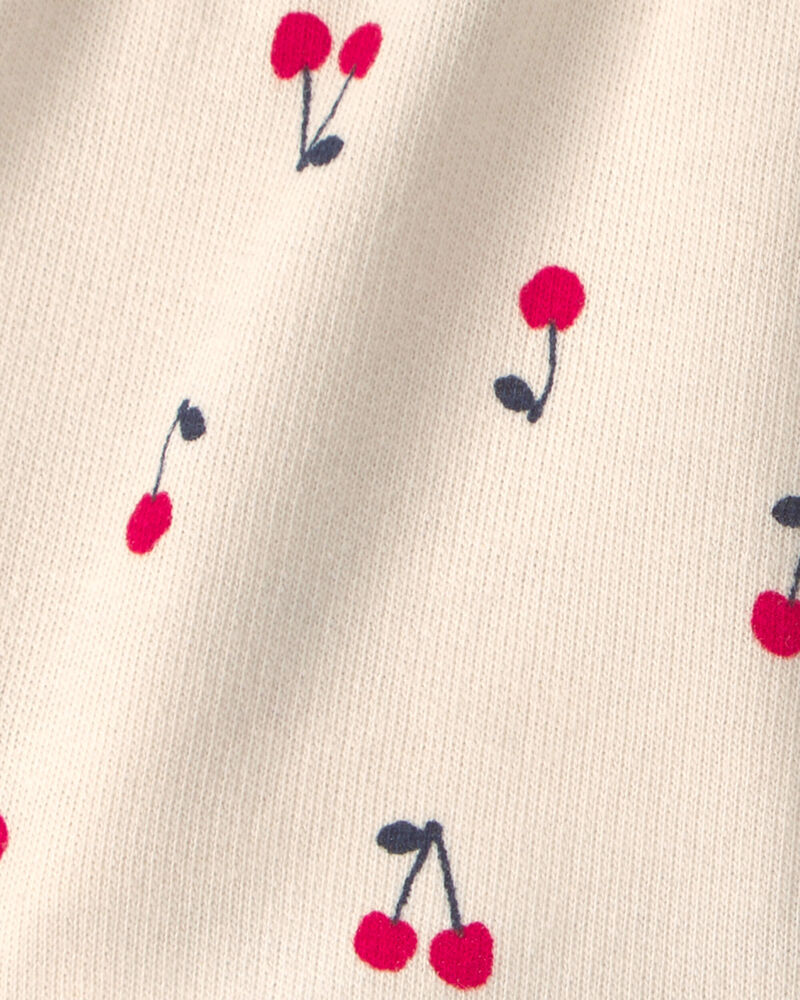 Baby Girl Cherry French Terry Shorts - Cream, image 3 of 4 slides
