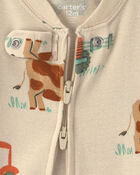 Baby Boy 1-Piece Farm 2-Way Zip 100% Cotton Snug Fit Footed Pyjama - Cream, image 7 of 10 slides