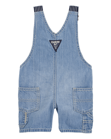 Baby Denim Shortalls: Hickory Stripe Strap Remix, 