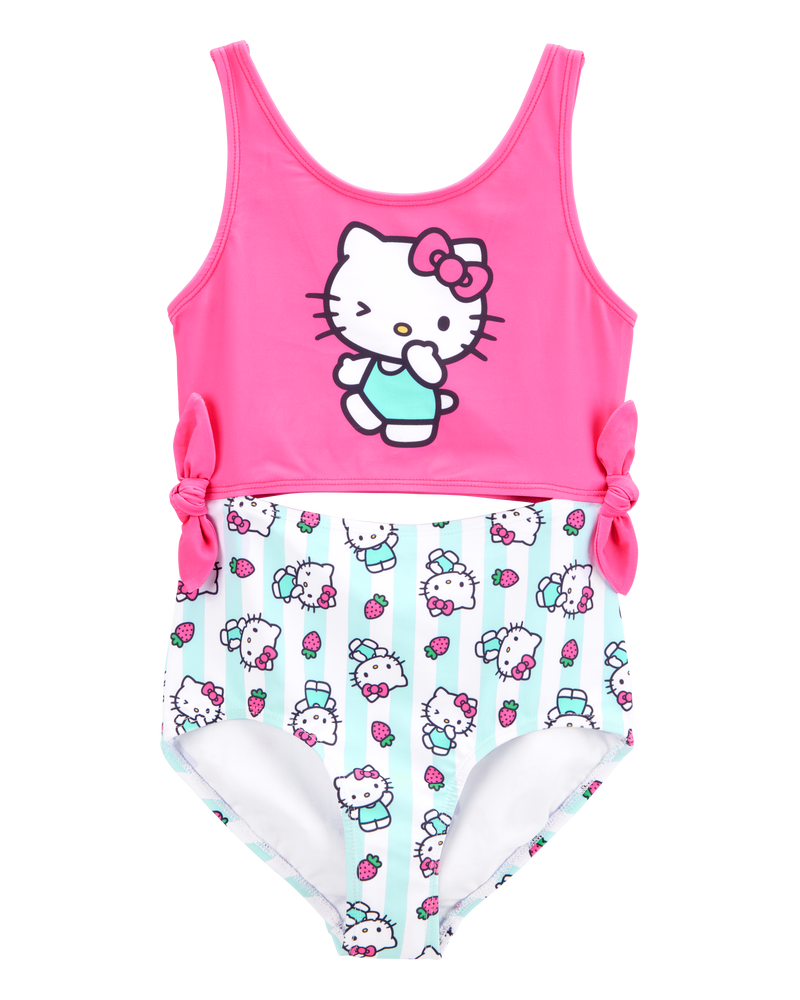 Girls Hello Kitty&reg; 1-Piece Swimsuit - Pink/Blue, image 1 of 3 slides