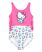 Girls Hello Kitty&reg; 1-Piece Swimsuit - Pink/Blue, image 1 of 3 slides