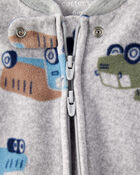 Baby Boy Construction Truck Print Loose Fit Long-Sleeve Sleeper - Grey, image 2 of 4 slides