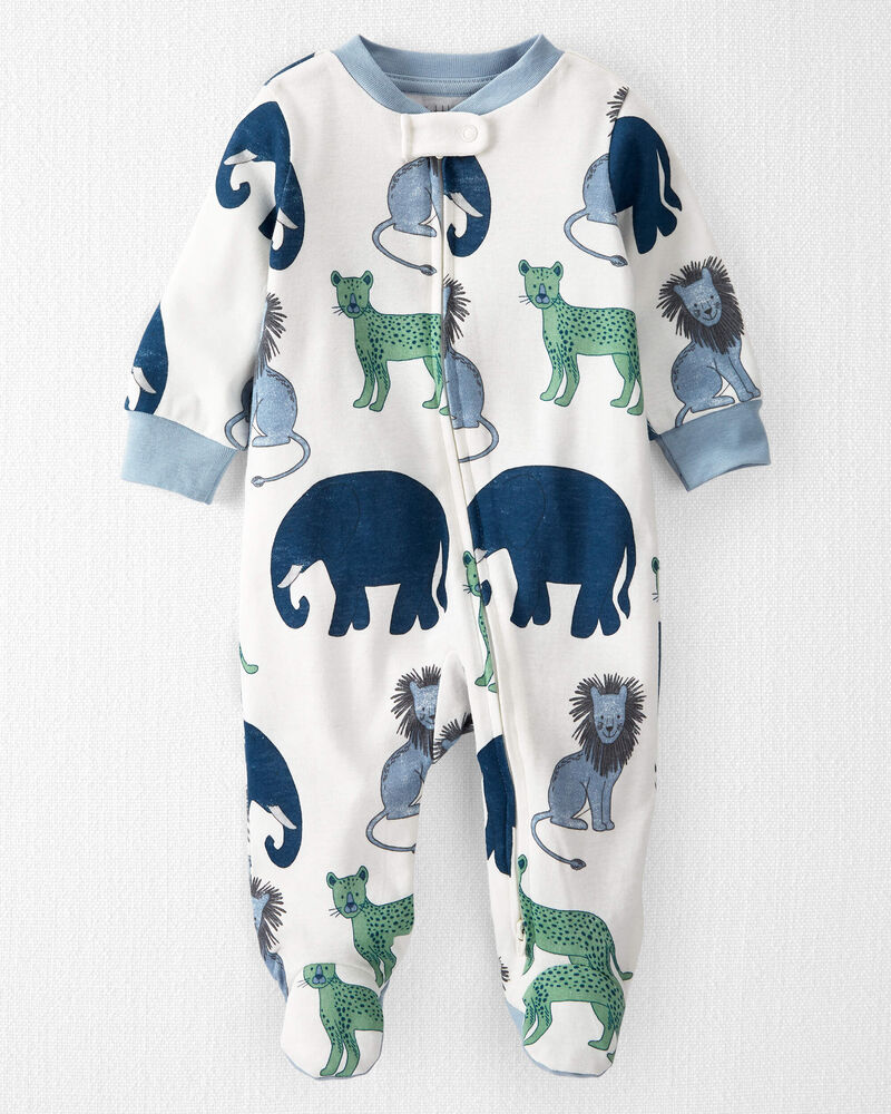 Baby Organic Cotton Sleeper Pyjamas in Wildlife Print, image 1 of 5 slides