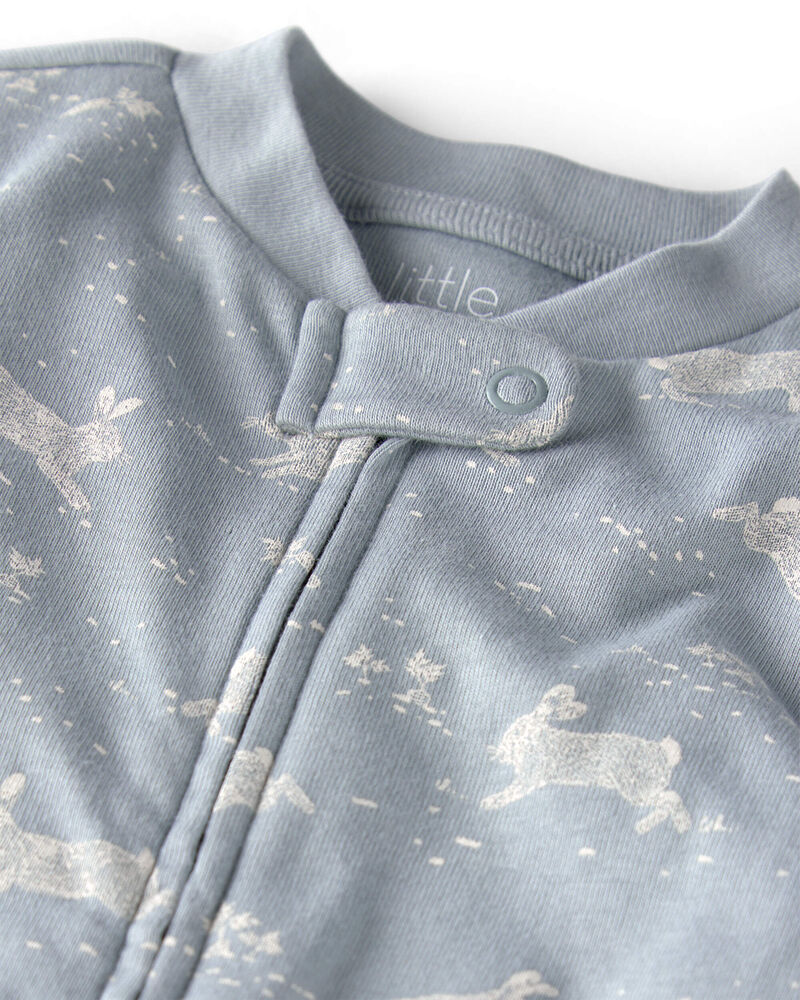 Baby Organic Cotton Sleeper Pyjama in Blue Bunnies Print, image 2 of 5 slides
