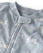 Baby Organic Cotton Sleeper Pyjama in Blue Bunnies Print, image 2 of 5 slides