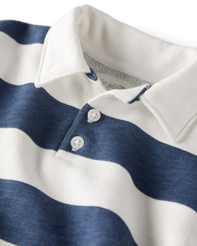 Baby Organic Cotton Henley Top in Stripes, image 2 of 4 slides