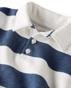 Baby Organic Cotton Henley Top in Stripes, image 2 of 4 slides